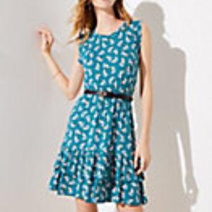 LOFT "Spring Leaf Flounce" dress